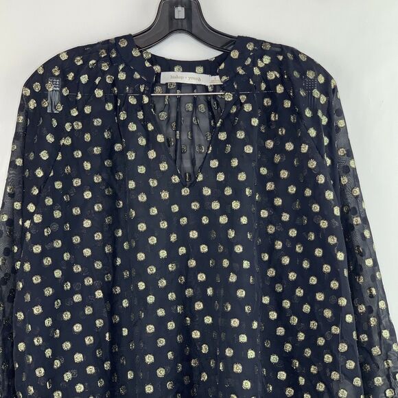Bishop And Young Dark Romance Metallic Gold Polka Dot Blouse NWT Size S - Picture 3 of 9